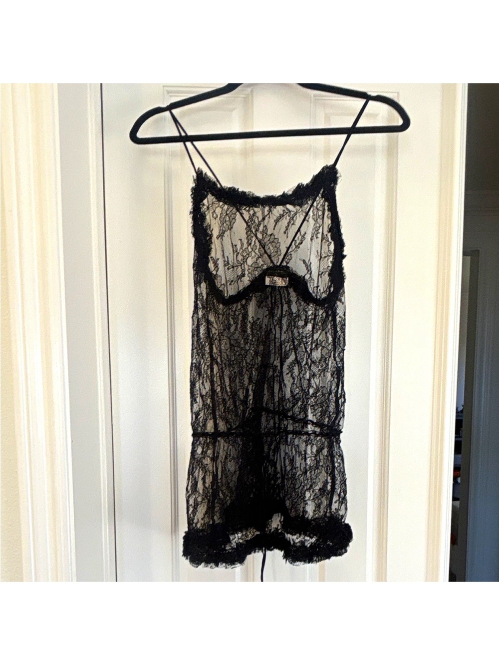Chanel black lace cami floral top F/W 2004 Size 38